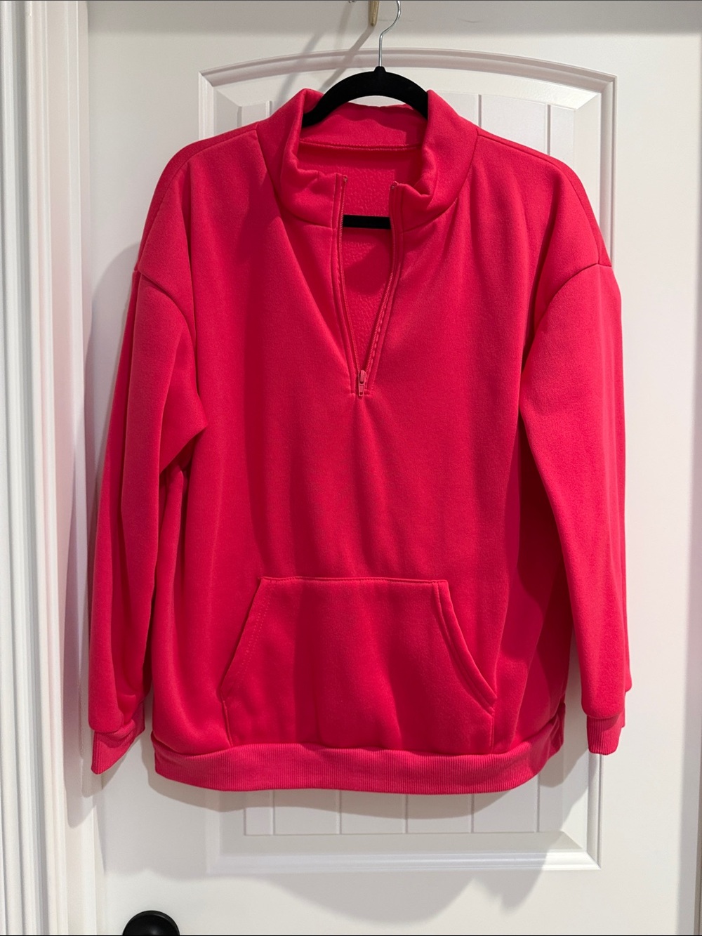 Women’s Hot Pink Quarter-Zip Fleece Pullover Hoodie